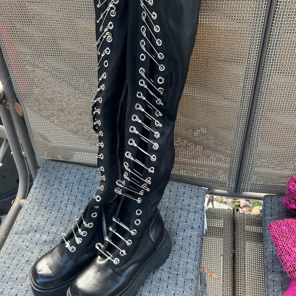 Current Mood knee high black tall boots Dollskill - Size 6
